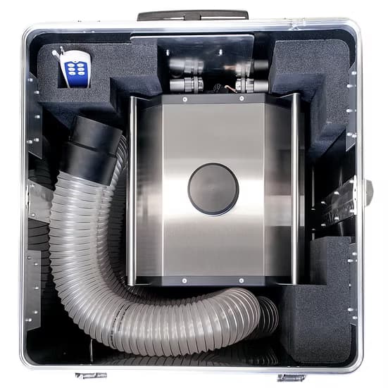 System packed in flight case for transport